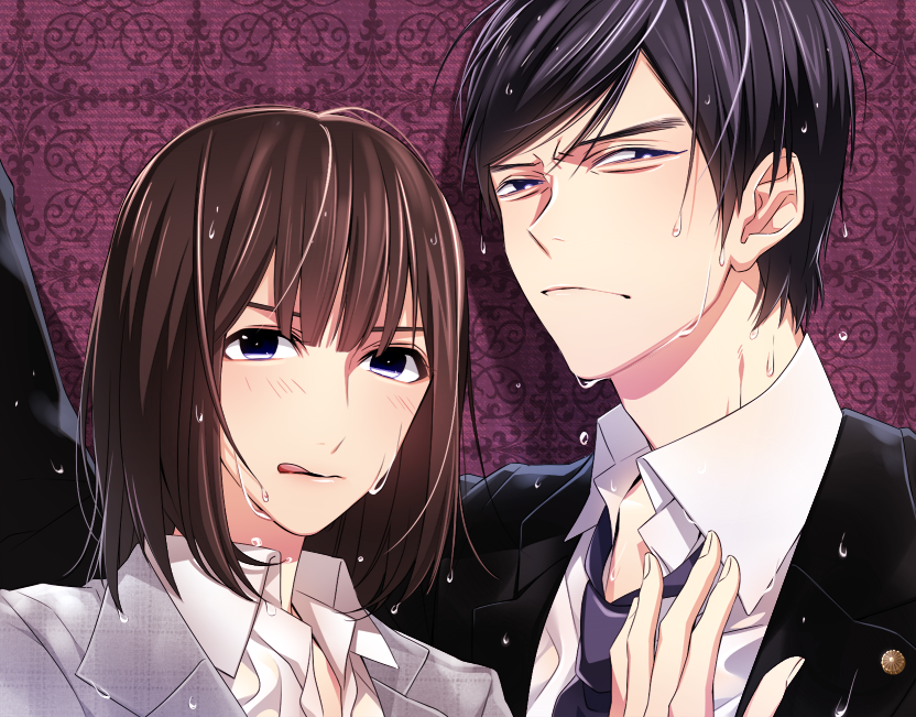 1boy, 1girl, black_hair, brown_hair, formal_clothes, komikado_kensuke, legal_high, mayuzumi_machiko