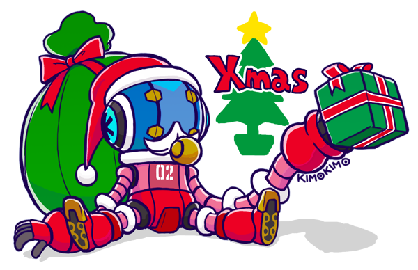 christmas, cryosphere, fake_facial_hair, fake_mustache, hat, humanoid_robot, kimoto_takenori, mighty_no._9