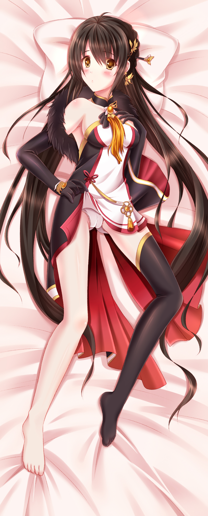 1girl, absurdres, ara_haan, ara_han, bad_id, bad_pixiv_id, barefoot, black_hair