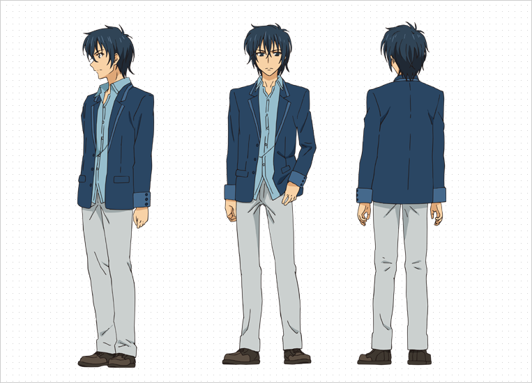 10s, 1boy, reference_sheet, full_body, golden_time, hasegawa_shin'ya, male_focus, official_art