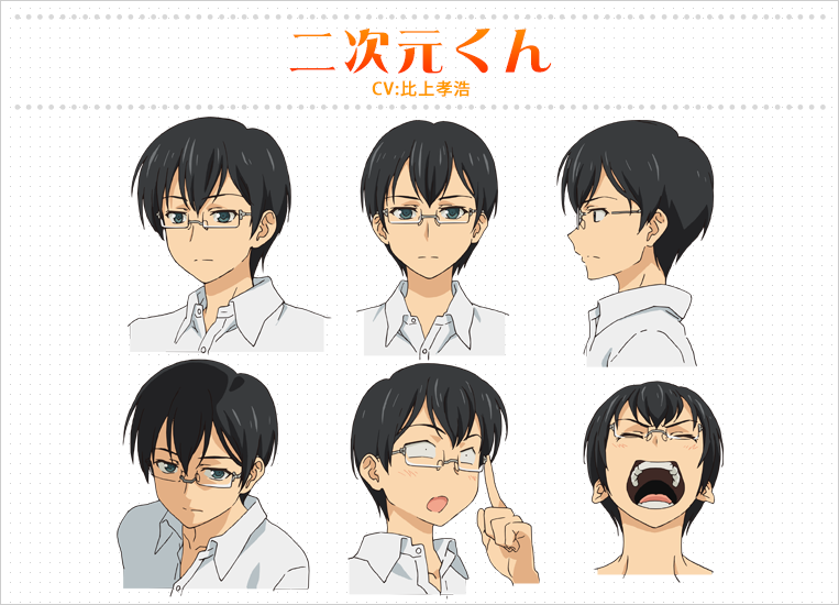 10s, 1boy, reference_sheet, glasses, golden_time, hasegawa_shin'ya, male_focus, official_art