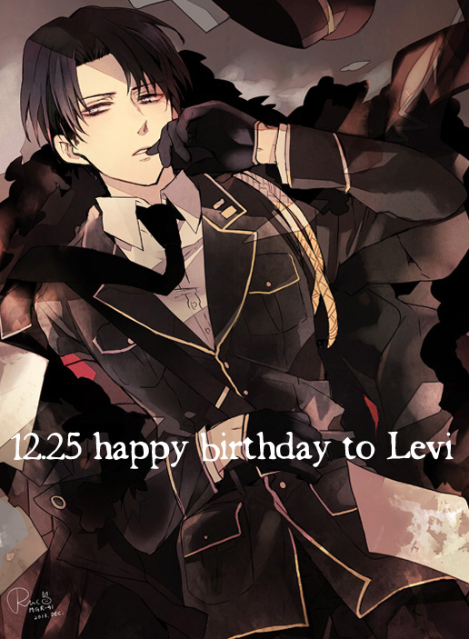 1boy, black_hair, happy_birthday, levi_(shingeki_no_kyojin), male_focus, ruco, shingeki_no_kyojin, solo