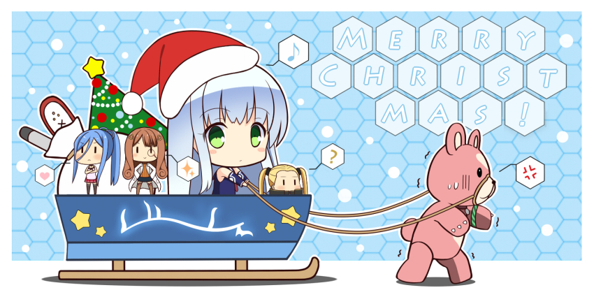 10s, 4girls, aoki_hagane_no_arpeggio, blonde_hair, blue_hair, blush, brown_hair, chibi