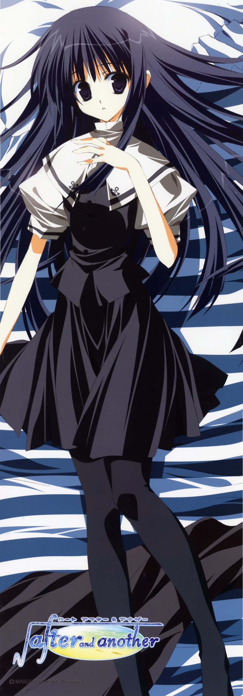 1girl, absurdres, black_pantyhose, dakimakura_(medium), female_focus, h2o_footprints_in_the_sand, h2o_~footprints_in_the_sand~, highres, makura_(bohnen67), motoyon, pantyhose, solo, u221aafter_and_another, yakumo_yukiji