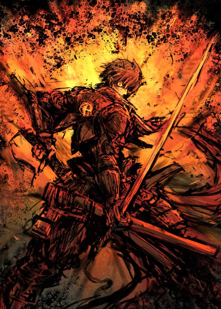 10s, 1boy, crest, drifters, family_crest, katana, moto_murabito, red_eyes