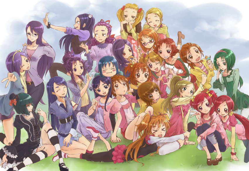 >_<, 00s, 10s, 6+girls, :d, akimoto_komachi, aono_miki, bad_id