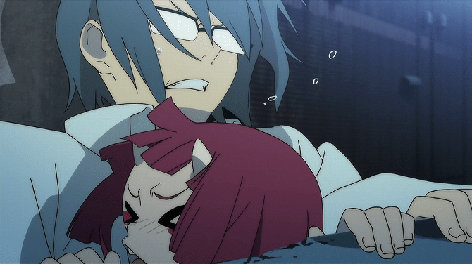 >_<, 1boy, animated, animated_gif, closed_eyes, glasses, kishi_kyosuke, kishi_touka, nurse, oni, panties, siblings, underwear, v_juri_f, yozakura_quartet