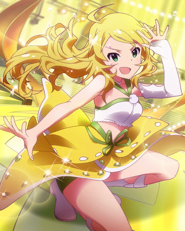 10s, 1girl, ahoge, artist_request, bike_shorts, blonde_hair, female_focus, fingerless_gloves