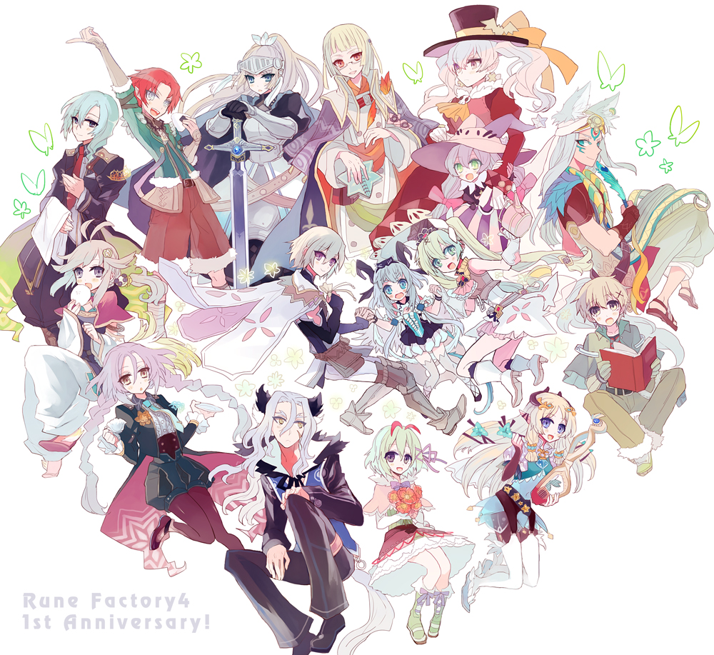 6+boys, 6+girls, :d, animal_ears, arthur_(rune_factory), bad_id, bad_pixiv_id, bishnal_(rune_factory)