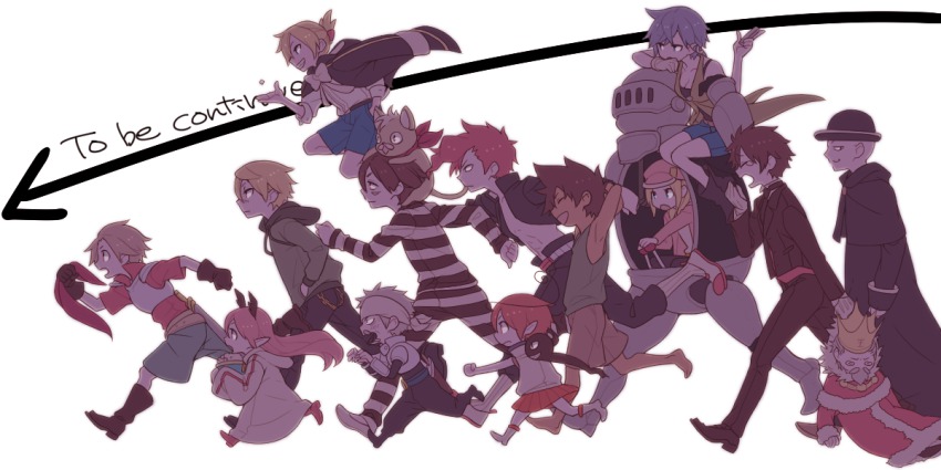 4girls, 6+boys, alba_(senyuu), ares_strahl, armor, black_hair, blue_hair, brown_hair, butler, com_ni, crown, elf_november, facial_hair, februar_zwei, foyfoy, gloves, hat, head_wings, hime-chan, janua_ein, juli_sieben, king_(senyuu), michelajul_lortelia, minister_(senyuu), multiple_boys, multiple_girls, mustache, rudolf_i_attena, ruki_(senyuu), samejima_(senyuu), scar, sen'yuu., short_hair, teufel_diabolos, wings