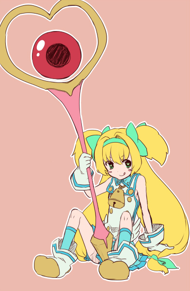 1girl, :q, ankle_boots, bell, blazblue, boots, female_focus, flat_chest