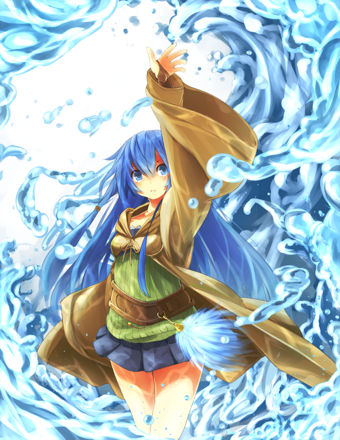 1girl, blue_eyes, blue_hair, breasts, duel_monster, eria_(yu-gi-oh!), eria_the_water_charmer, female_focus