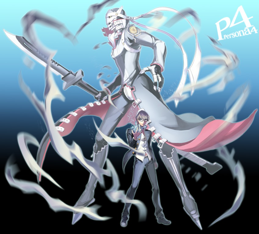 2boys, bad_id, bad_pixiv_id, belt, buckle, card, glasses, grey_eyes