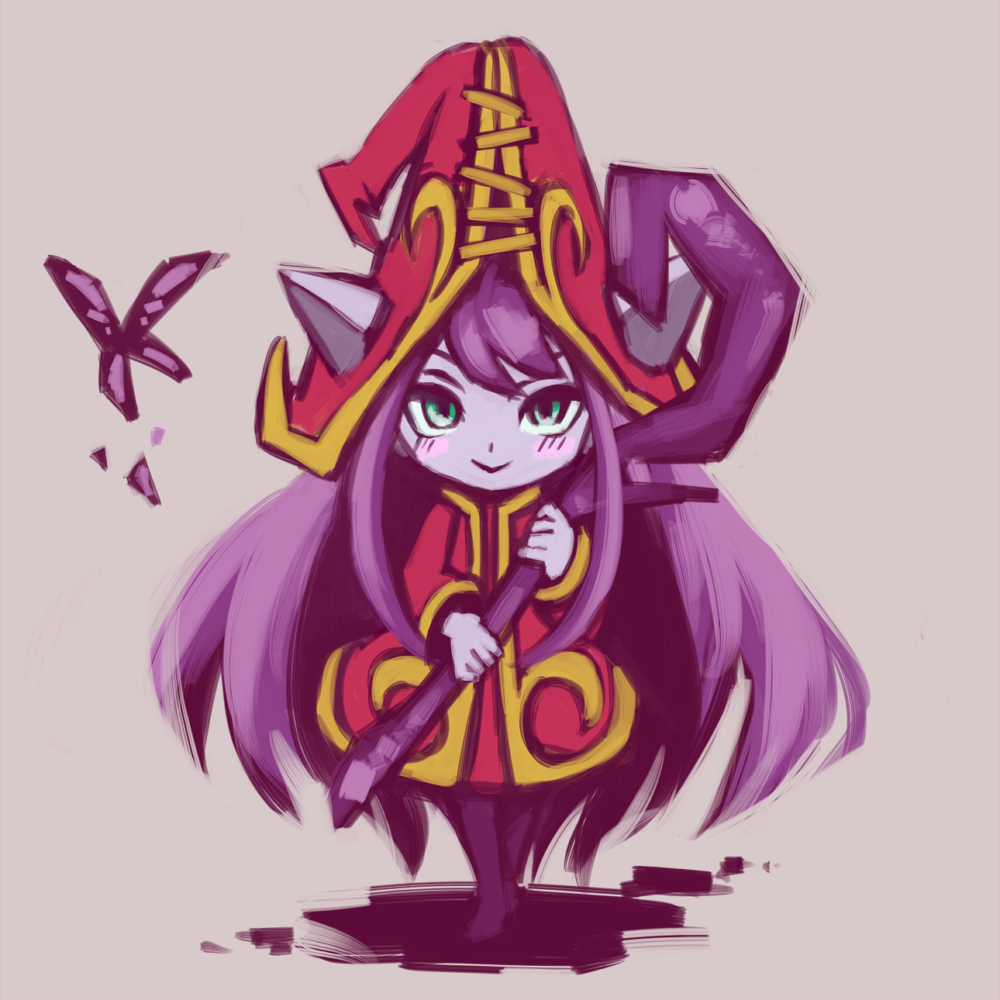 1girl, animal_ears, female_focus, hat, league_of_legends, long_hair, lulu_(league_of_legends), pix_(league_of_legends)