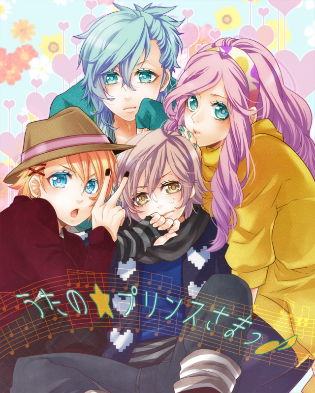 10s, 4boys, aqua_eyes, blonde_hair, blue_eyes, blue_hair, blush, chaka0w0