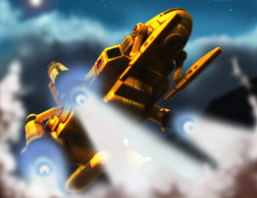 1980s_(style), densetsu_kyojin_ideon, horika, retro_artstyle, solo_ship, spacecraft, tagme