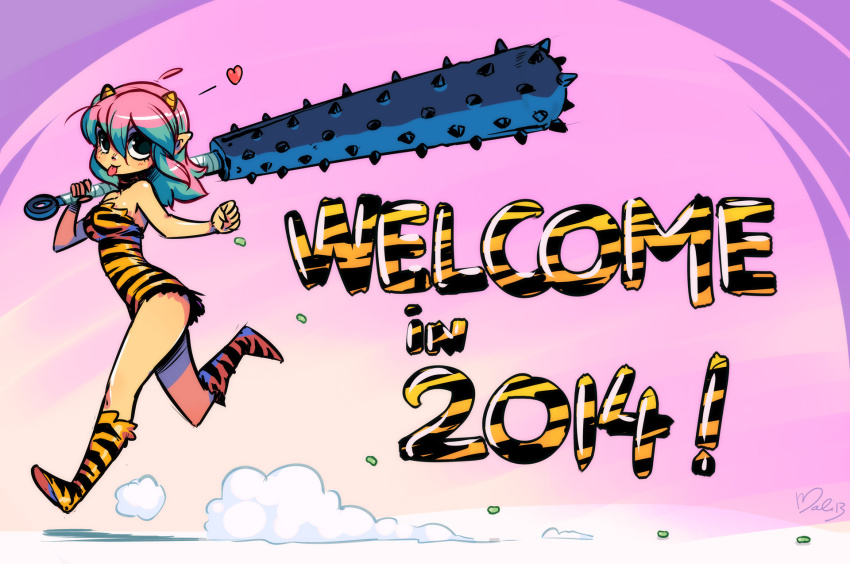 10s, 1girl, 2014, :p, animal_print, bare_shoulders, boots, breasts