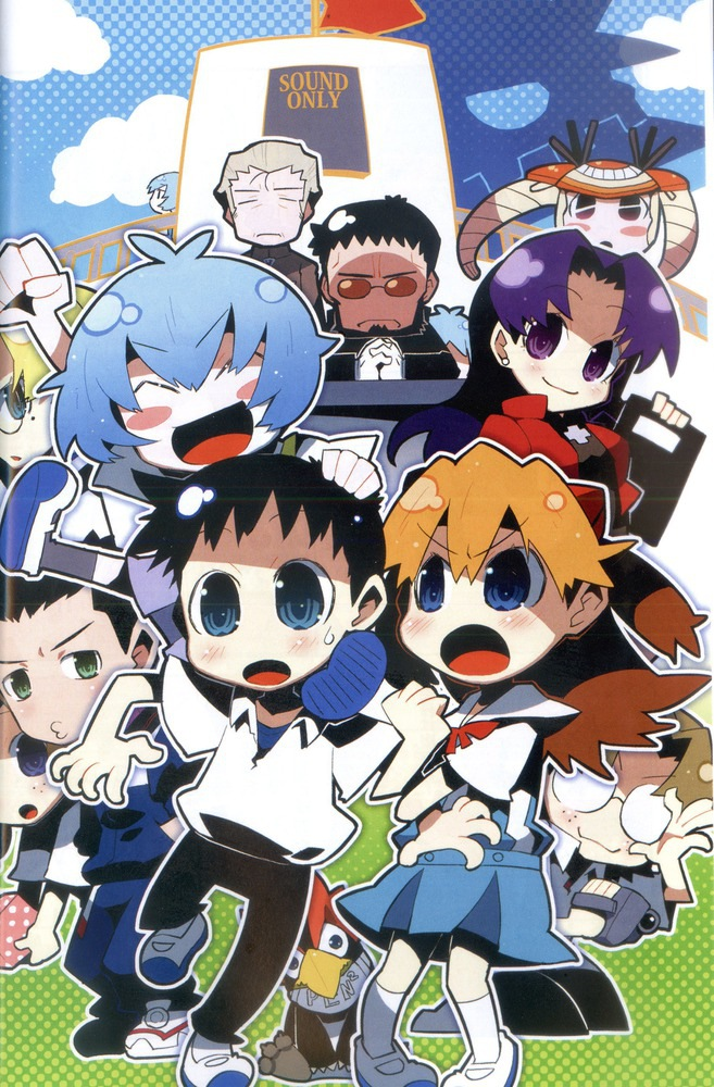 00s, aida_kensuke, akagi_ritsuko, animal, ayanami_rei, bird, chibi, cleaned