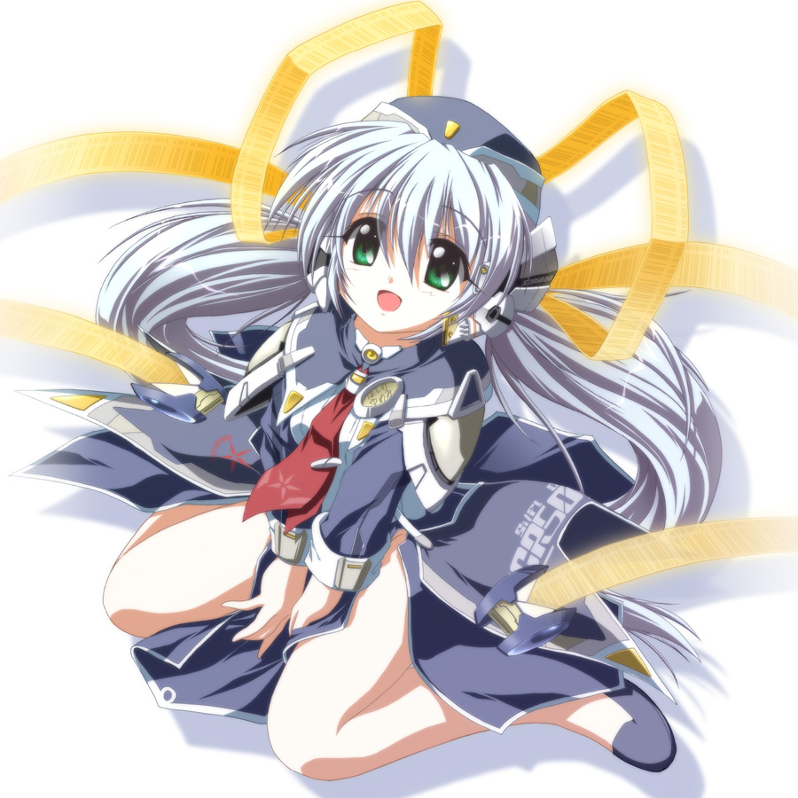 10s, 1girl, android, blue_hair, f20_(funimaru), female_focus, green_eyes, hoshino_yumemi