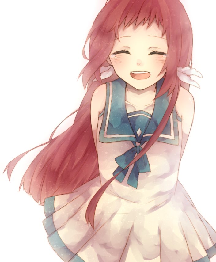10s, 1girl, brown_hair, dress, closed_eyes, long_hair, mukaido_manaka, nagi_no_asukara