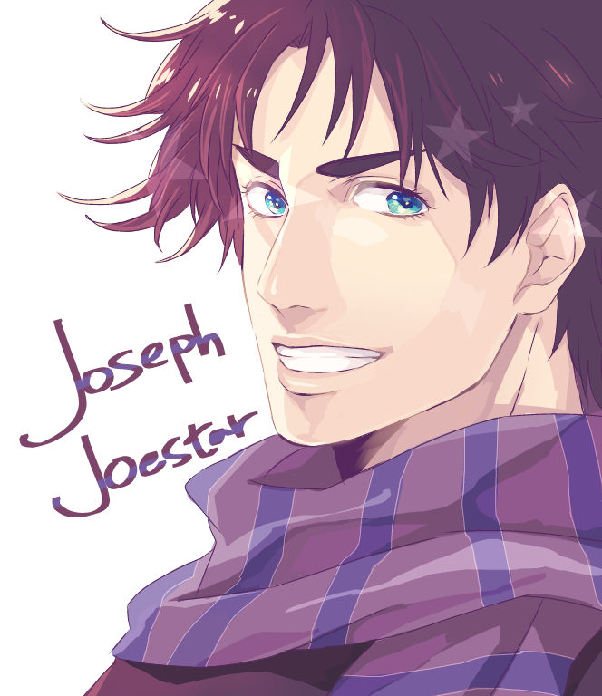 1boy, blue_eyes, grin, jojo_no_kimyou_na_bouken, joseph_joestar, joseph_joestar_(young), kino_(o2ban0), male_focus
