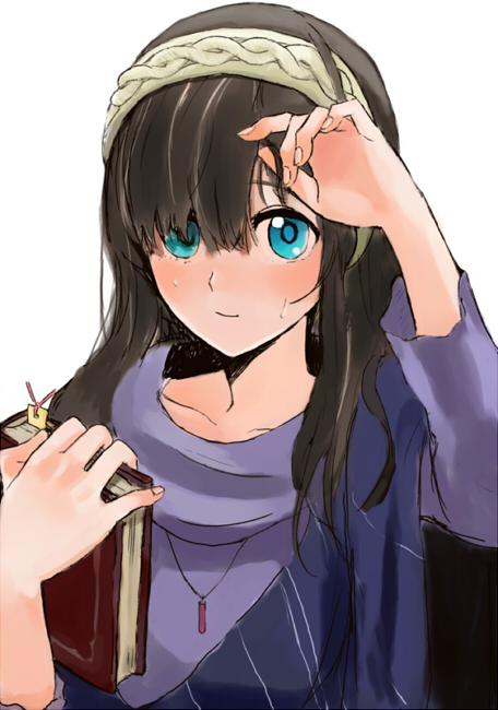 10s, 1girl, blue_eyes, blush, book, brown_hair, female_focus, idolmaster