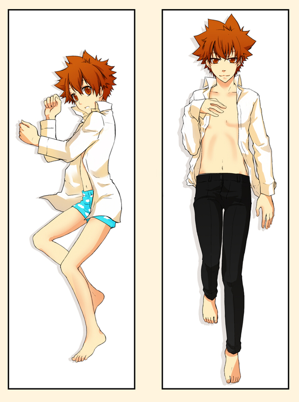 2boys, barefoot, boxers, child, dakimakura_(medium), feet, katekyo_hitman_reborn!, lying