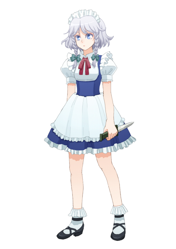 1girl, apron, blue_eyes, blue_skirt, bow, braid, female_focus, frilled_apron