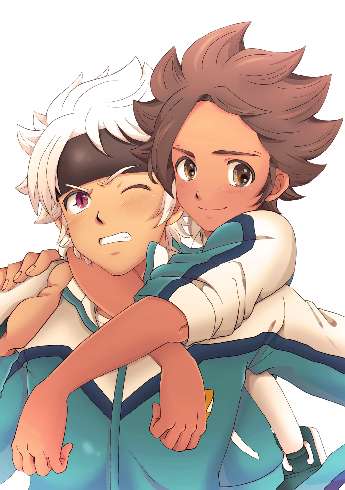 2boys, blush, bou_erika, brown_hair, ibuki_munemasa, inazuma_eleven, inazuma_eleven_(series), male_focus