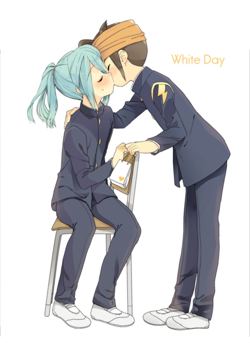 2boys, aqua_hair, blue_hair, blush, brown_hair, chair, child, closed_eyes