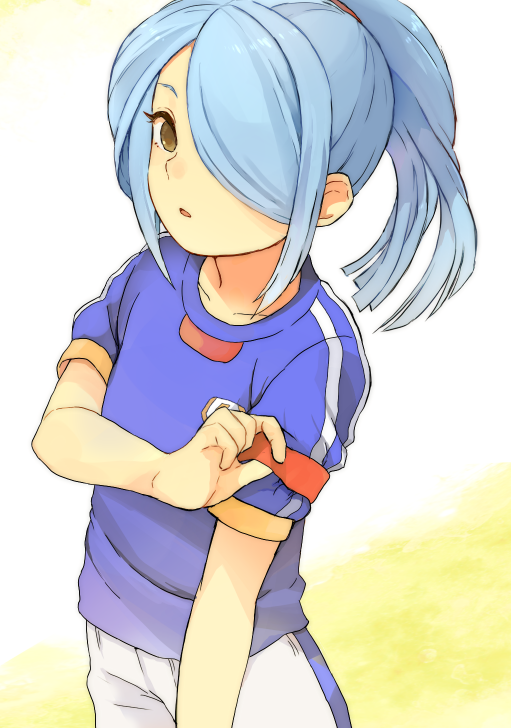 1boy, aqua_hair, armband, brown_eyes, child, harute4423, inazuma_eleven, inazuma_eleven_(series)