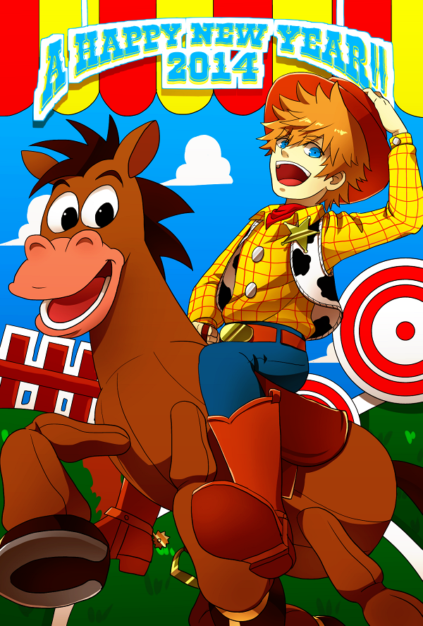 1boy, a5_arashi, blonde_hair, blue_eyes, boots, bullseye, bullseye_(toy_story), cosplay