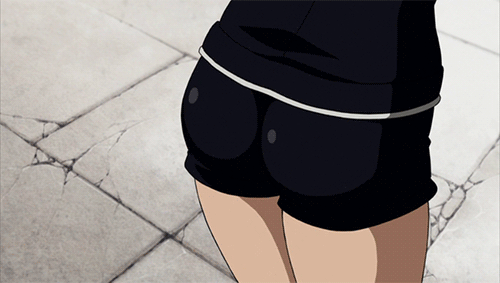 1boy, 1girl, adachi_emily, air_gear, animated, animated_gif, ass, jiggle, lowres, minami_itsuki, screencap, spanked, spanking