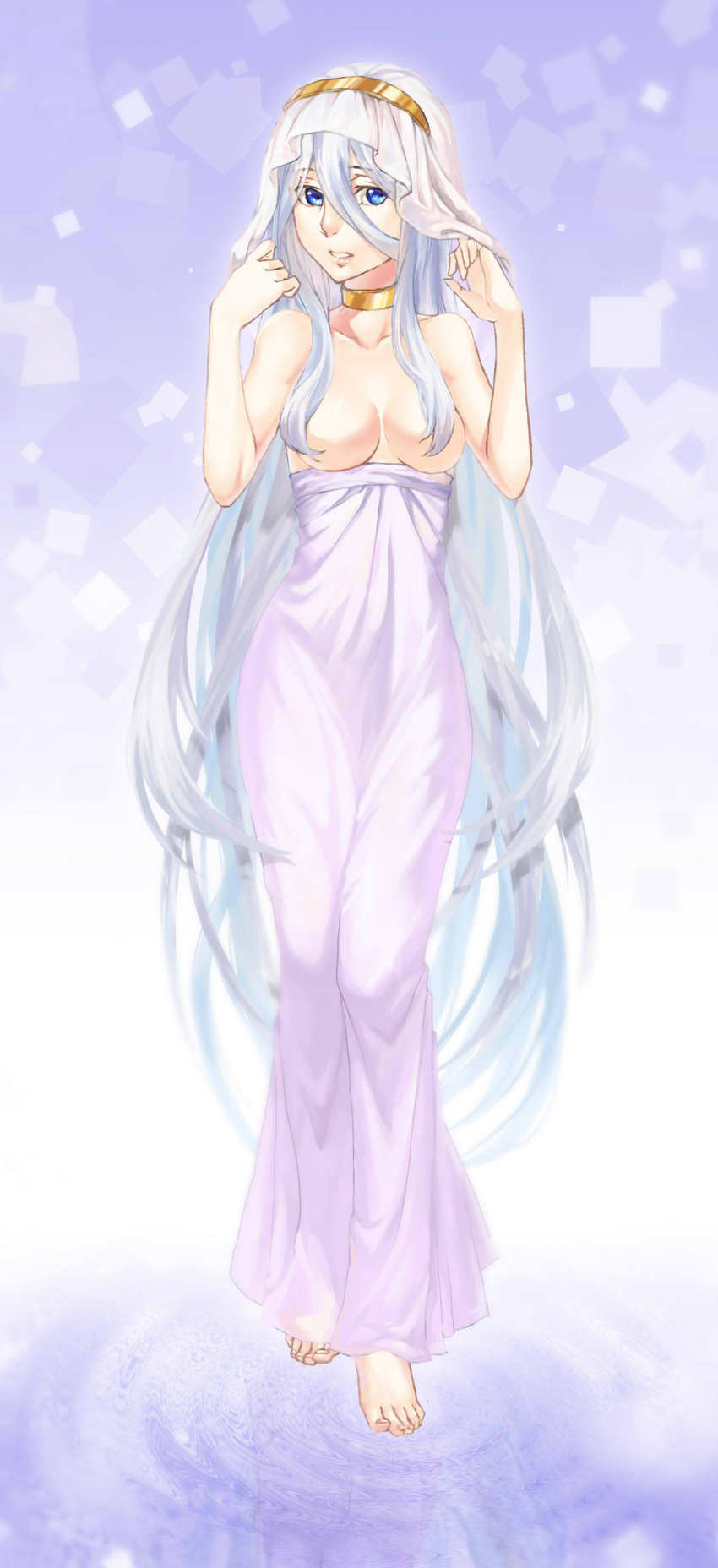 1girl, absurdres, aesice, bad_id, bad_pixiv_id, bare_shoulders, blue_eyes, blue_hair