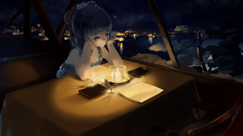 1girl, aloin.g, bad_id, bad_pixiv_id, black_eyes, black_hair, braid, candle