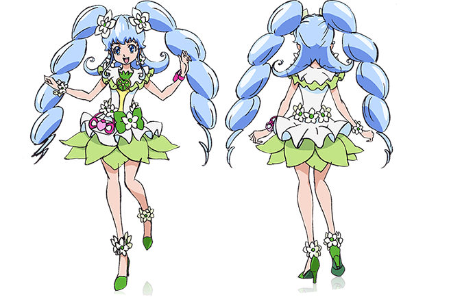 10s, 2girls, alternate_form, blue_eyes, blue_hair, bow, brooch, clone