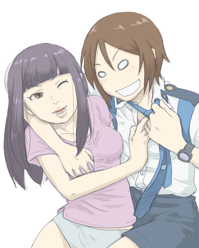 00s, 2girls, azuna8888, bad_id, bad_pixiv_id, breasts, grabbing_another's_breast, grin