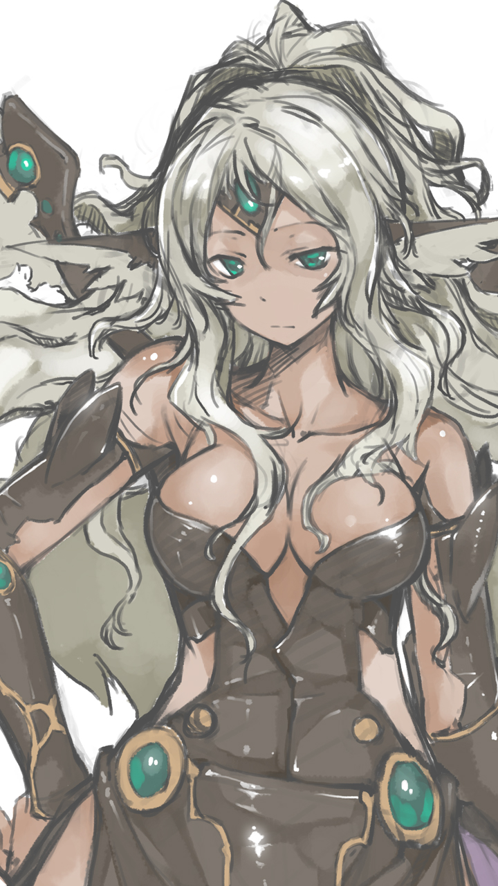 1girl, angel, aqua_eyes, archangel_metatron_(p&amp;d), bad_id, bad_pixiv_id, bare_shoulders, breasts