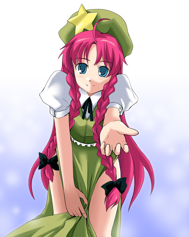 1girl, bad_id, bad_pixiv_id, blue_eyes, braid, china_dress, chinese_clothes, dress