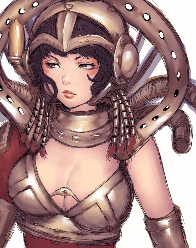 1girl, animification, armor, breasts, cleavage, engine_sentai_go-onger, female_focus, fumio_(rsqkr), kegalesia, large_breasts, solo, super_sentai, tokusatsu