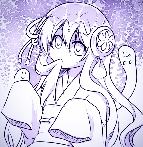 1girl, bad_id, bad_pixiv_id, female_focus, hair_ornament, hamahime_(p&amp;d), japanese_clothes, kimono