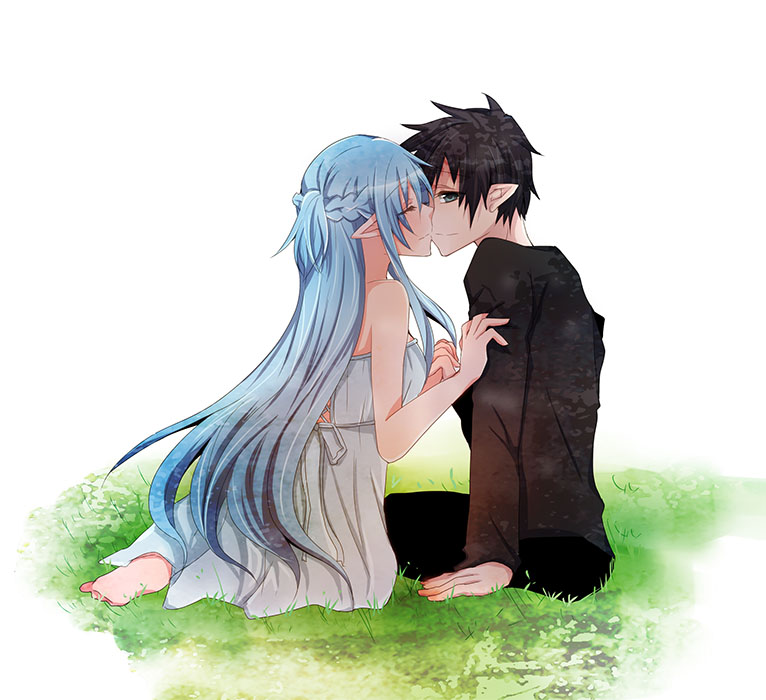 10s, 1boy, 1girl, asuna_(sao), asuna_(sao-alo), bad_id, bad_pixiv_id, barefoot