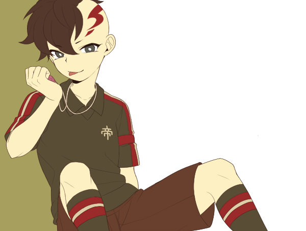 1boy, armband, brown_hair, fudou_akio, inazuma_eleven, inazuma_eleven_(series), male_focus, mohawk