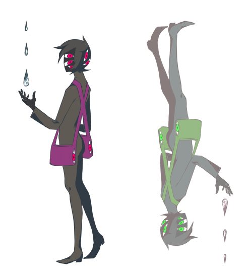 2boys, alternate_color, bad_id, bad_pixiv_id, bag, dripping, dual_persona, extra_eyes