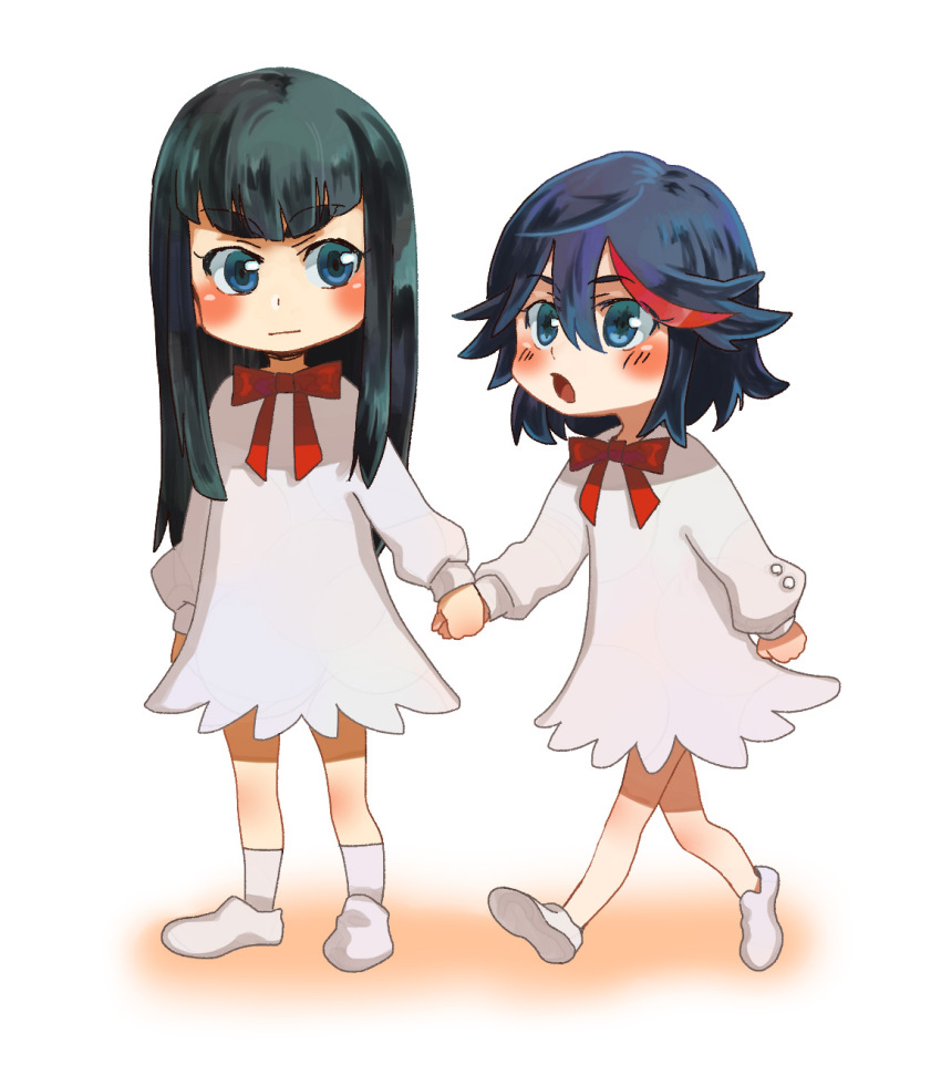 10s, 2girls, black_hair, child, dress, highres, kill_la_kill, kiryuuin_satsuki