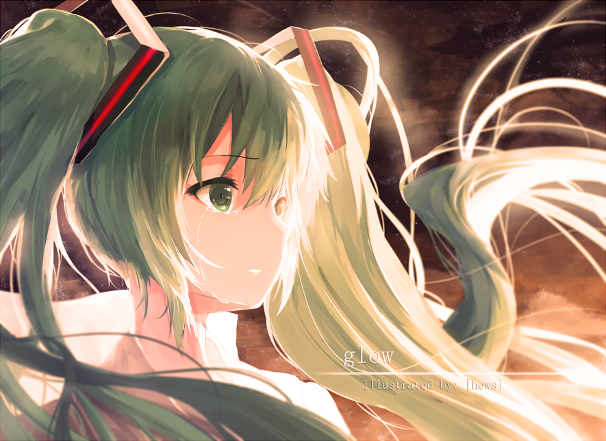 1girl, artist_name, copyright_name, female_focus, glow_(vocaloid), green_eyes, green_hair, hatsune_miku