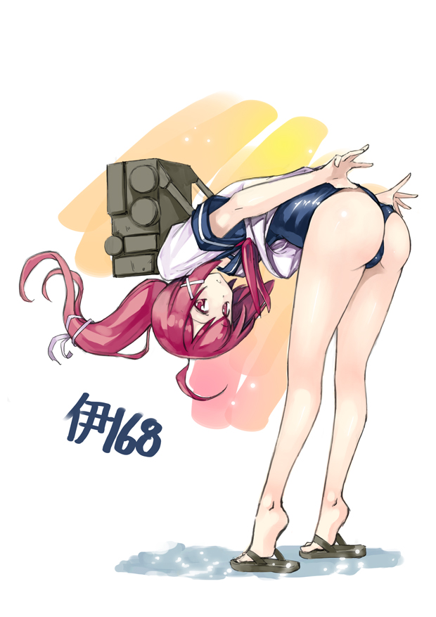 10s, 1girl, adjusting_clothes, adjusting_swimsuit, ass, bad_id, bad_pixiv_id, bent_over
