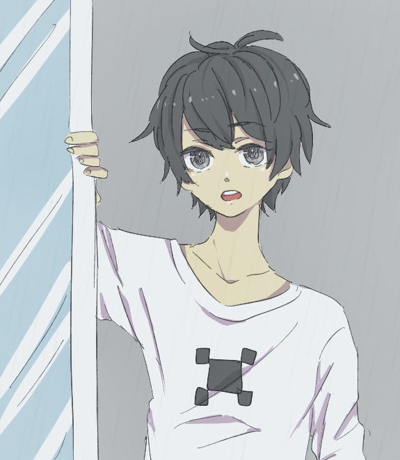 1boy, akkirarara, bad_id, bad_pixiv_id, black_hair, kamitsuki_(yume_shousen_mousou), looking_at_viewer, male_focus