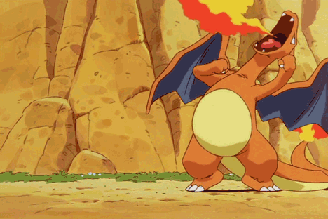 animated, animated_gif, charizard, claws, fangs, fire, gen_1_pokemon, ichiishi_sayuri