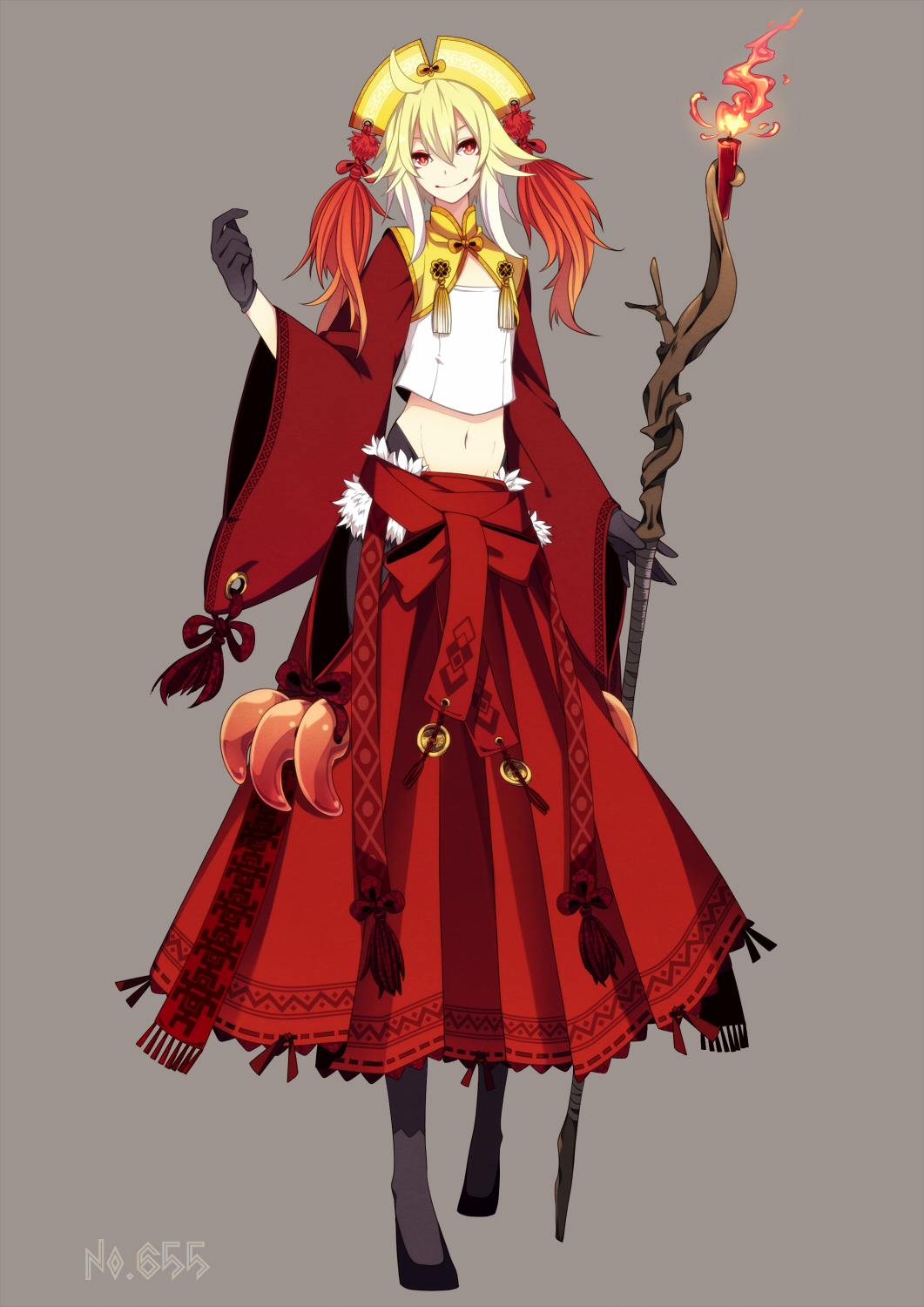 10s, 1girl, bad_id, bad_nicoseiga_id, black_legwear, blonde_hair, branch, delphox